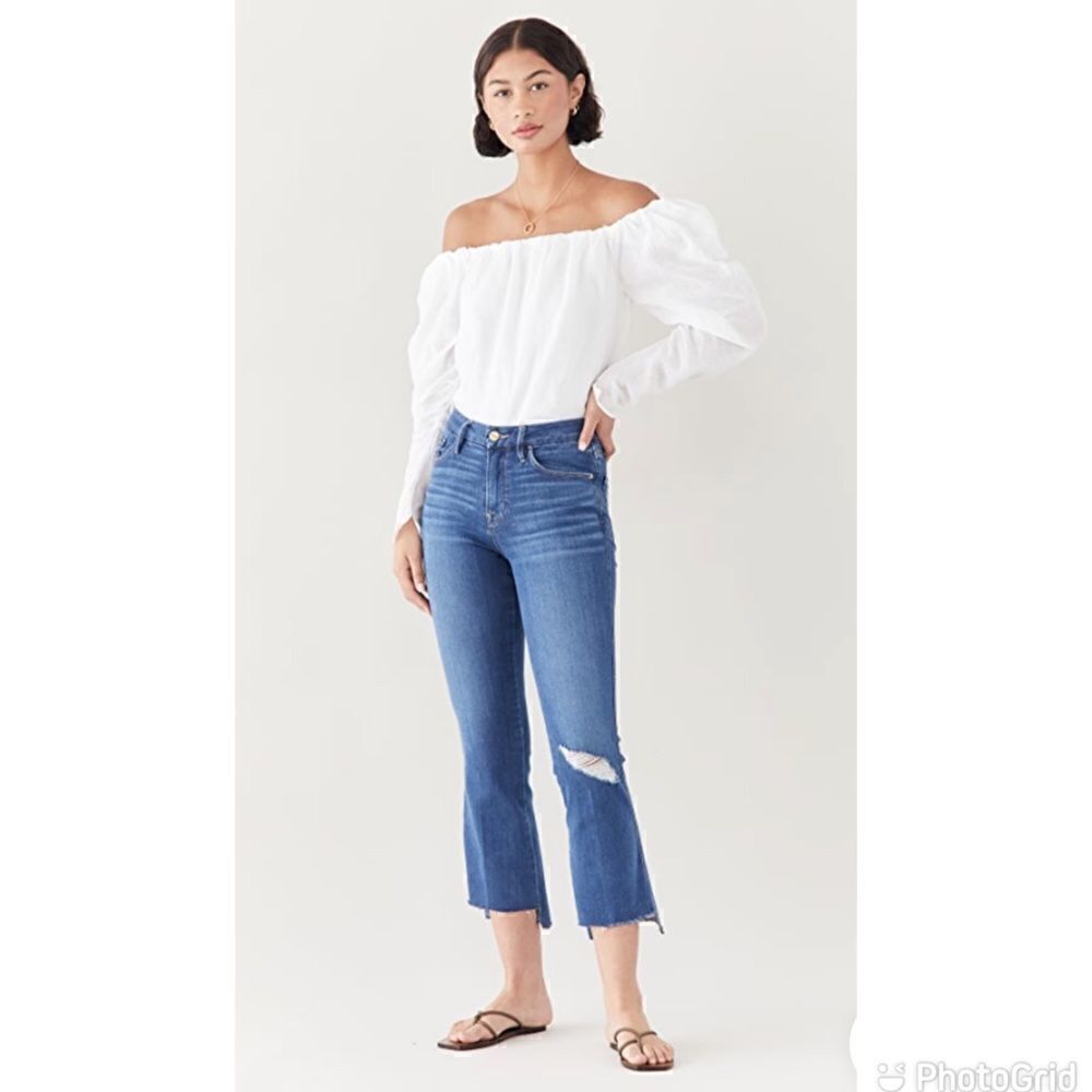 Frame Le Crop Mini Boot in Decades Blue Rips Size 26 - Picture 16 of 16